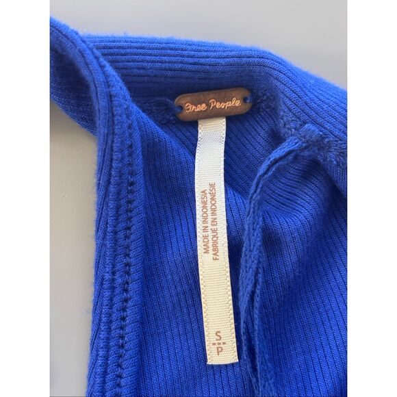 Free People Lookin Forward ribbed crop top open back Size small Blue Flame - Picture 6 of 13